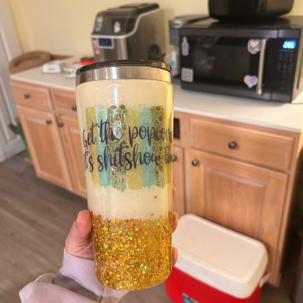 Glitter Gold and Cream Tumbler